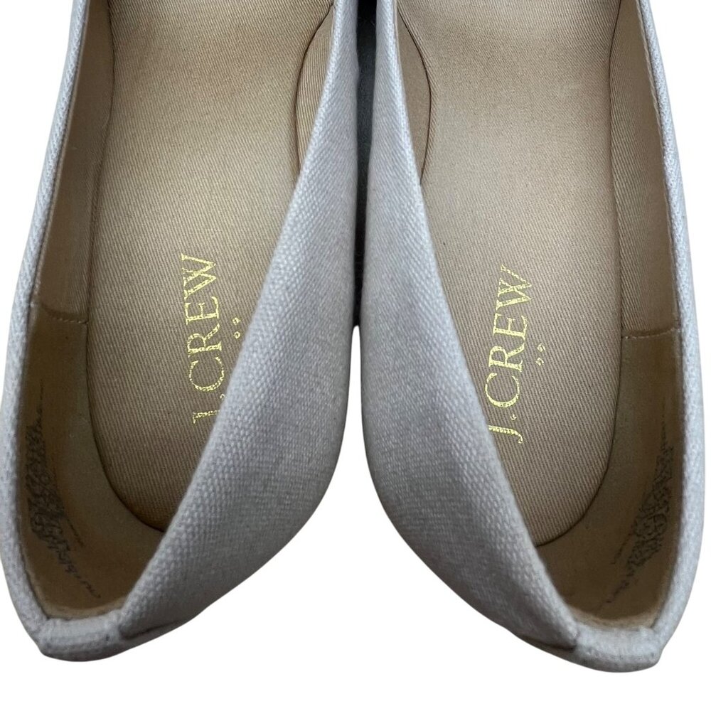 J Crew Women’s Grey Flax Canvas Espadrille Wedge Shoes Size 7 - Picture 6 of 10